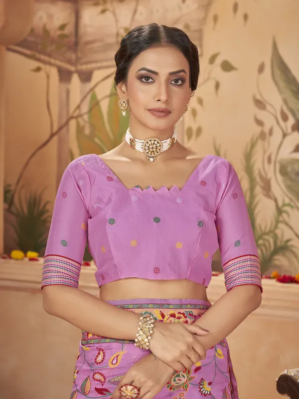 Pink_Georgette_Banarasi_Jacquard_Meenakari_Woven_Saree_For_Women_|_With_Blouse_Piece