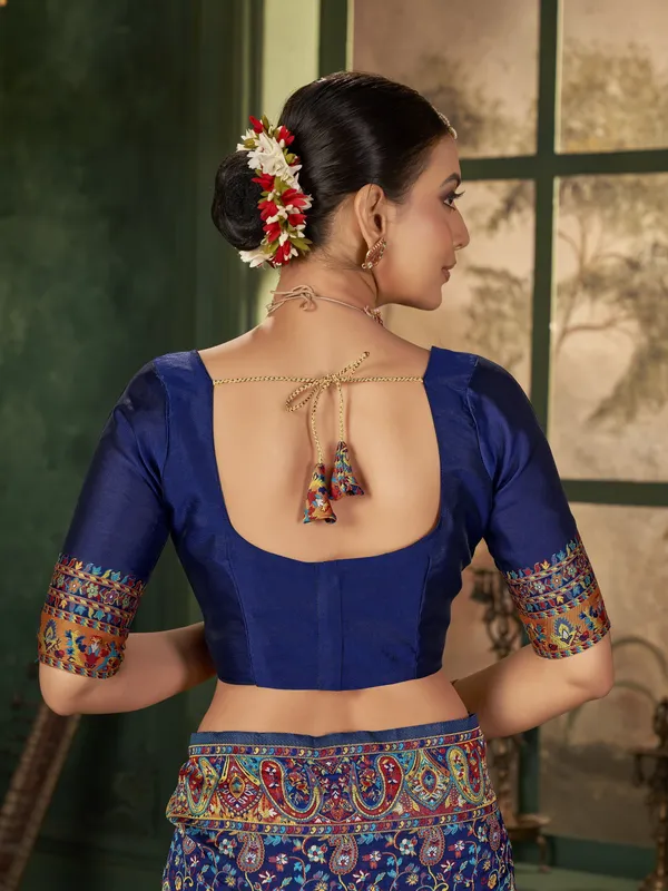 Dark_Blue_Banarasi_Silk_Jacquard_Meenakari_Jaal_Woven_Saree_For_Women_|_With_Blouse_Piece