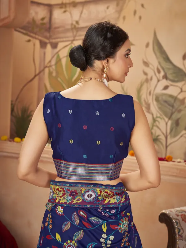 Dark_Blue_Banarasi_Silk_Jacquard_Meenakari_Jaal_Woven_Saree_For_Women_|_With_Blouse_Piece