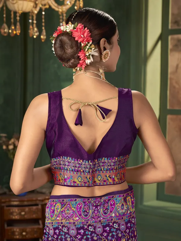 Purple_Banarasi_Silk_Blend_Jacquard_Meenakari_Woven_Saree_For_Women_|_With_Blouse_Piece