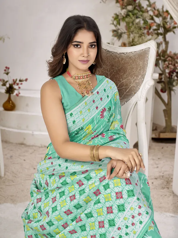 Light_Green_Georgette_Woven_Jacquard_Saree_For_Women_|_With_Blouse_Piece