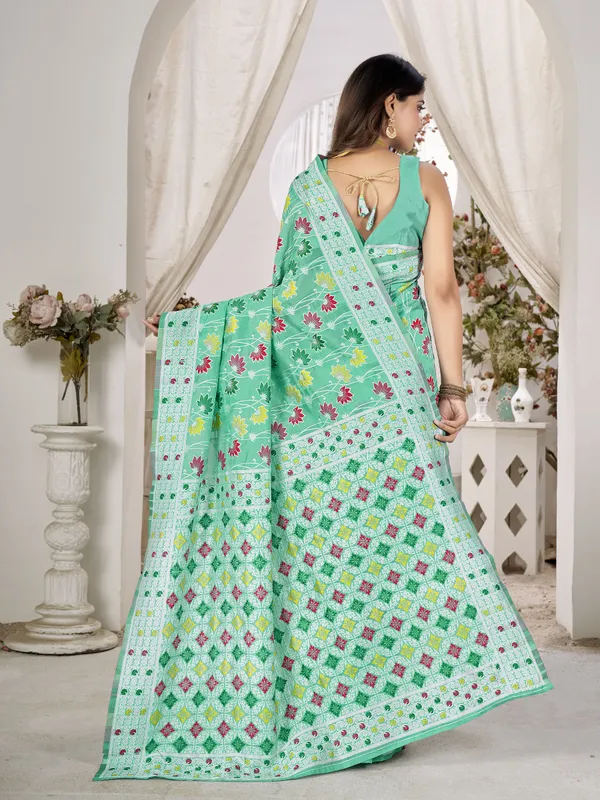 Light_Green_Georgette_Woven_Jacquard_Saree_For_Women_|_With_Blouse_Piece