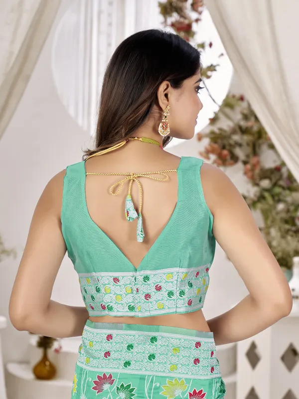 Light_Green_Georgette_Woven_Jacquard_Saree_For_Women_|_With_Blouse_Piece