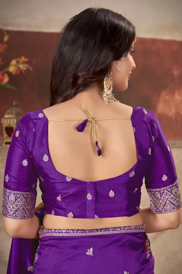 Wine_Pure_Silk_Banarasi_Woven_Elephant_Peacock_Motif_Saree_For_Women_|_With_Blouse_Piece