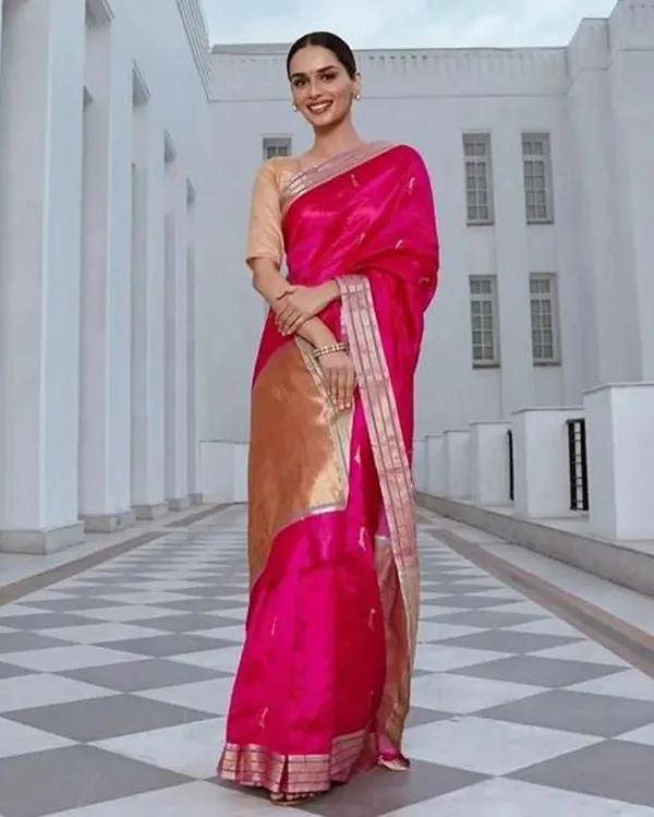 Pink_Grey_Banarasi_Silk_Blend_Woven_Jacquard_Saree_For_Women_|_With_Blouse_Piece