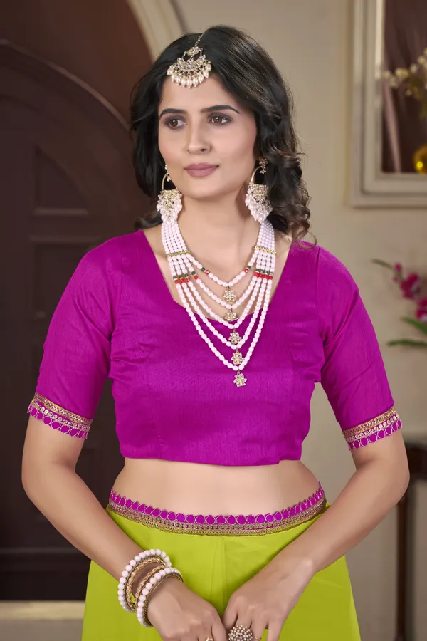 Parrot_Green_Georgette_Pom_Pom_Embellished_Saree_For_Women_|_With_Blouse_Piece
