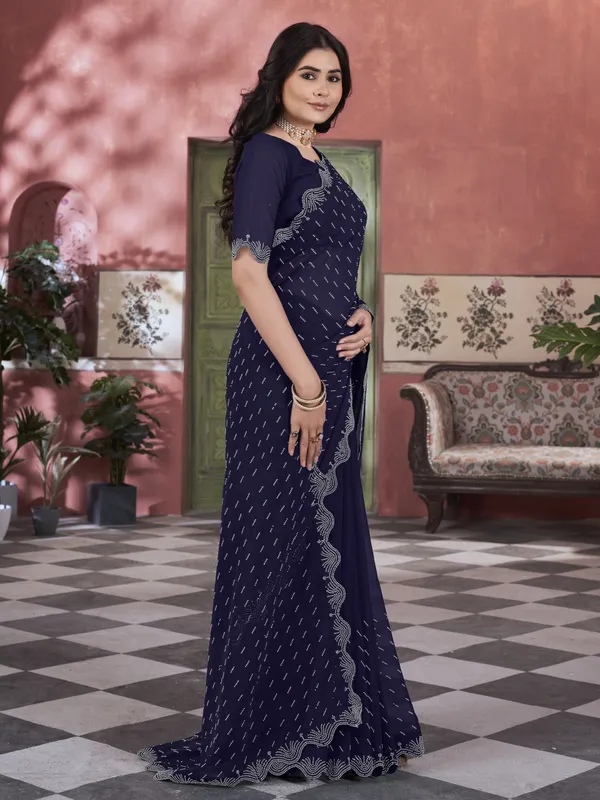 Blue_Georgette_Swarovski_Stone_Embellished_Bollywood_Saree_For_Women_|_With_Blouse_Piece