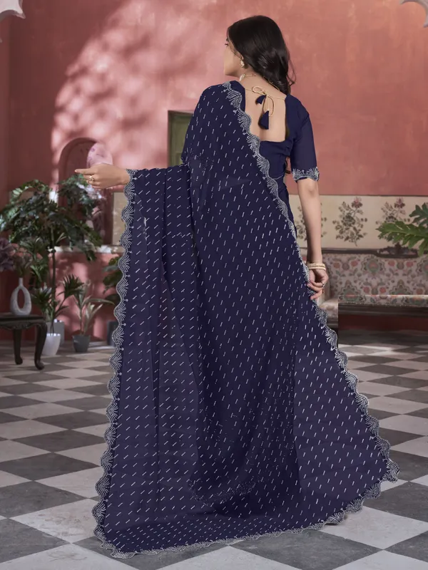 Blue_Georgette_Swarovski_Stone_Embellished_Bollywood_Saree_For_Women_|_With_Blouse_Piece