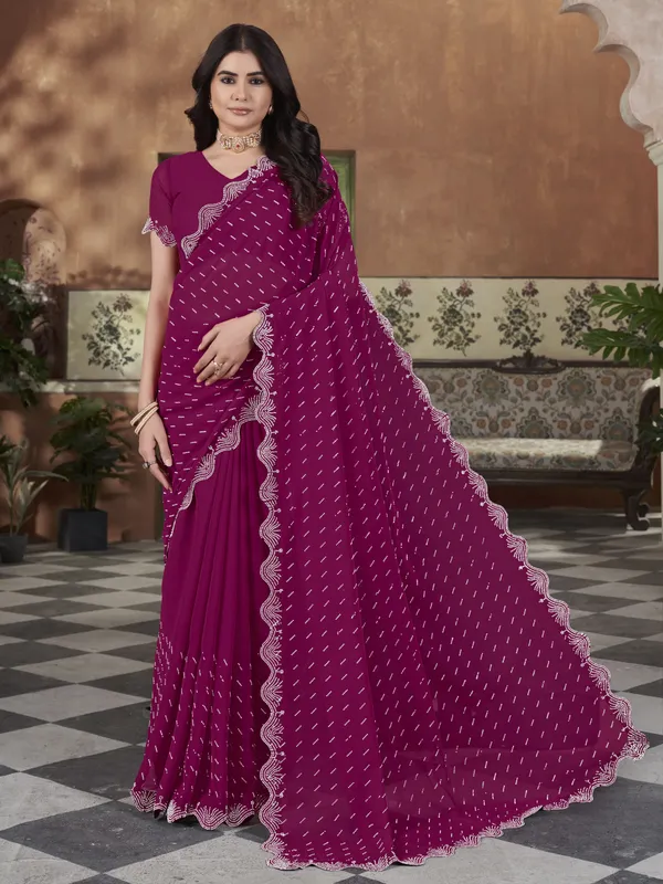 Pink_Georgette_Swarovski_Embellished_Bollywood_Saree_For_Women_|_With_Blouse_Piece