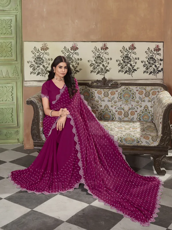 Pink_Georgette_Swarovski_Embellished_Bollywood_Saree_For_Women_|_With_Blouse_Piece