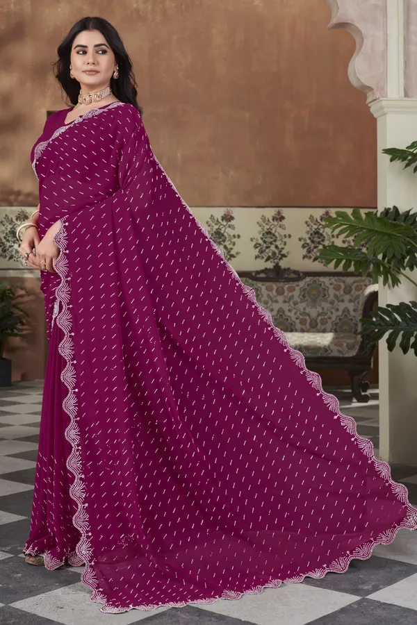 Pink_Georgette_Swarovski_Embellished_Bollywood_Saree_For_Women_|_With_Blouse_Piece