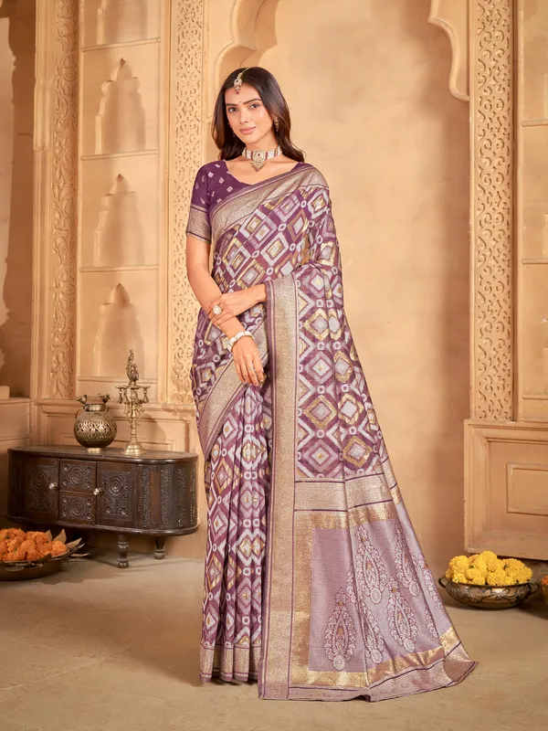 Purple_Art_Silk_Sambalpuri_Zari_Jacquard_Woven_Saree_For_Women_|_With_Blouse_Piece
