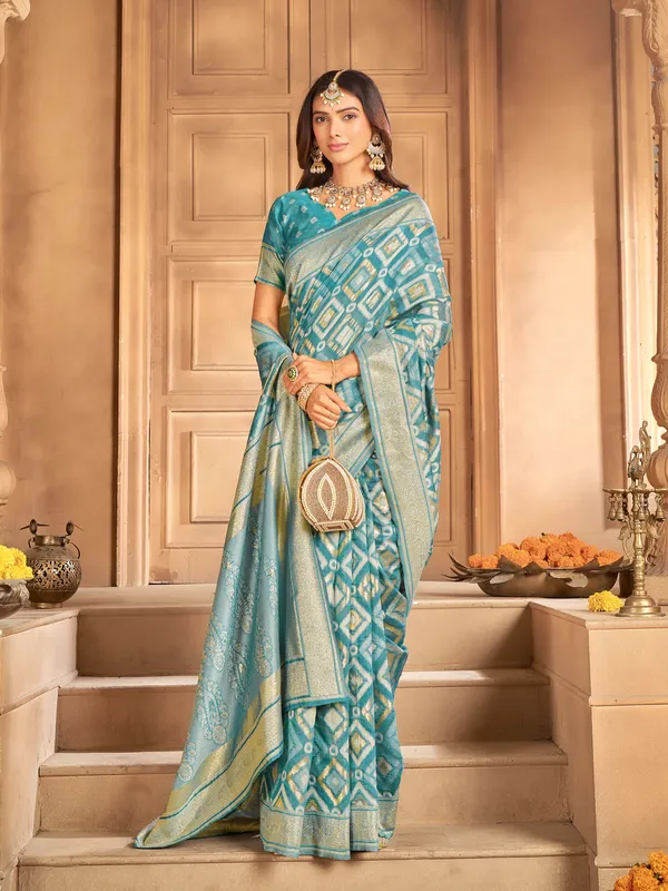Light_Green_Art_Silk_Sambalpuri_Zari_Woven_Saree_For_Women_|_With_Blouse_Piece
