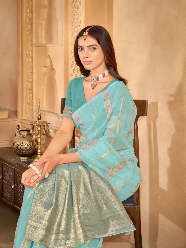 Light_Blue_Art_Silk_Woven_Sambalpuri_Saree_For_Women_|_With_Blouse_Piece