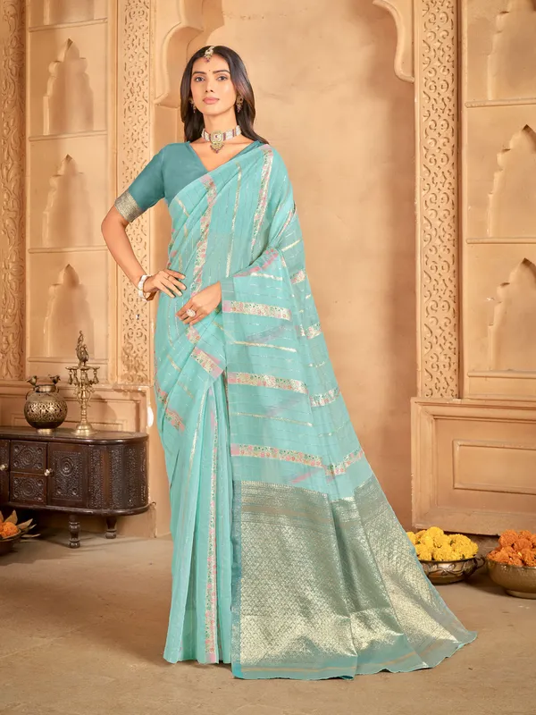 Light_Blue_Art_Silk_Woven_Sambalpuri_Saree_For_Women_|_With_Blouse_Piece