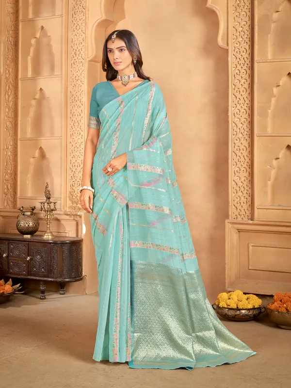 Light_Blue_Art_Silk_Woven_Sambalpuri_Saree_For_Women_|_With_Blouse_Piece
