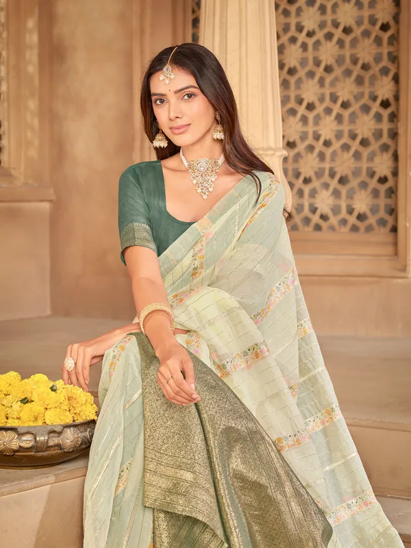 Sariya_Light_Green_Art_Silk_Sambalpuri_Woven_Saree_For_Women_|_With_Blouse_Piece