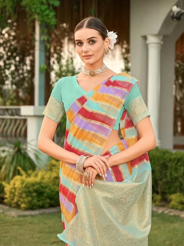 Light_Blue_Art_Silk_Sambalpuri_Zari_Jacquard_Saree_For_Women_|_With_Blouse_Piece