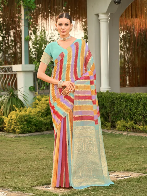 Light_Blue_Art_Silk_Sambalpuri_Zari_Jacquard_Saree_For_Women_|_With_Blouse_Piece