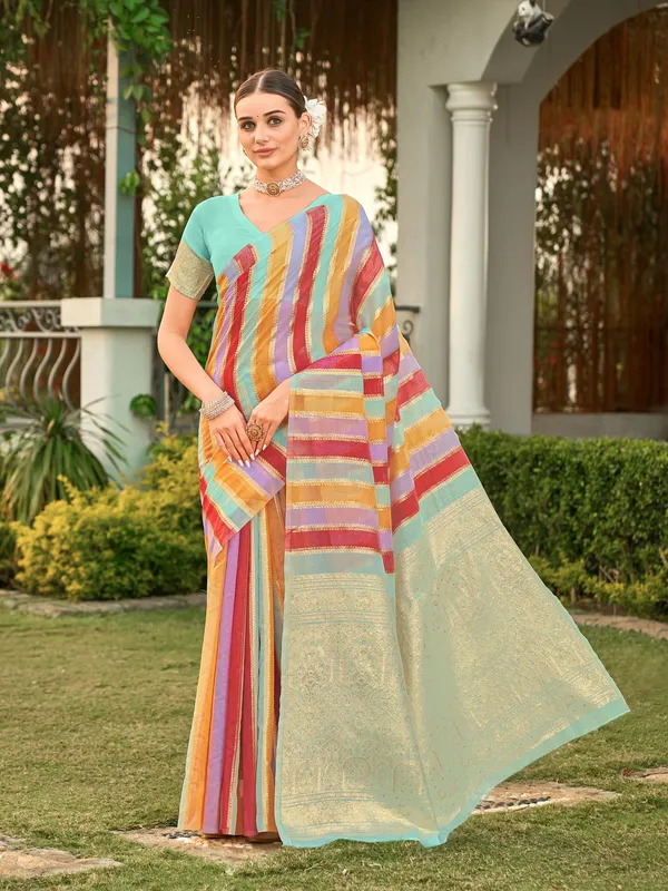 Light_Blue_Art_Silk_Sambalpuri_Zari_Jacquard_Saree_For_Women_|_With_Blouse_Piece