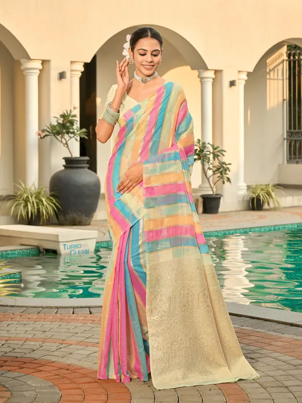 Beige_Art_Silk_Woven_Sambalpuri_Zari_Jacquard_Saree_For_Women_|_With_Blouse_Piece