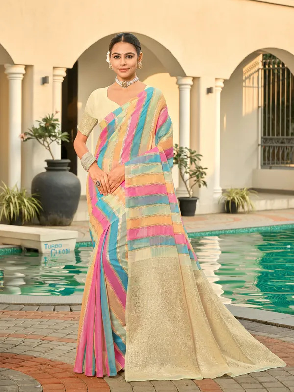 Beige_Art_Silk_Woven_Sambalpuri_Zari_Jacquard_Saree_For_Women_|_With_Blouse_Piece