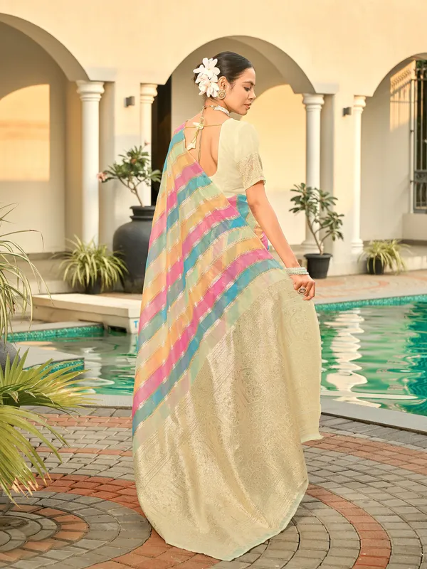Beige_Art_Silk_Woven_Sambalpuri_Zari_Jacquard_Saree_For_Women_|_With_Blouse_Piece