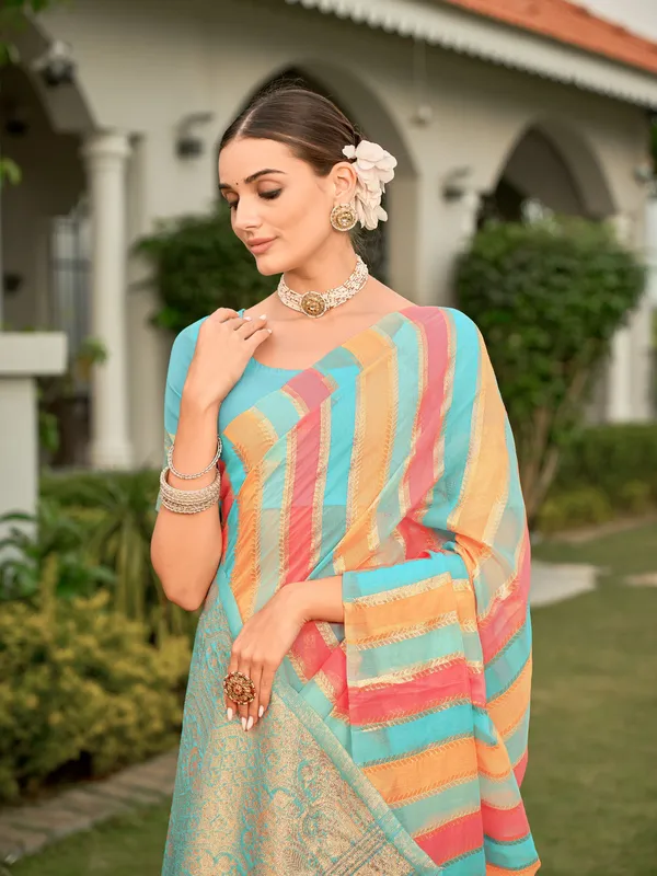 Blue_Multicolor_Art_Silk_Sambalpuri_Zari_Jacquard_Woven_Saree_For_Women_|_With_Blouse_Piece