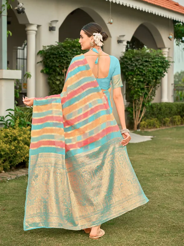 Blue_Multicolor_Art_Silk_Sambalpuri_Zari_Jacquard_Woven_Saree_For_Women_|_With_Blouse_Piece