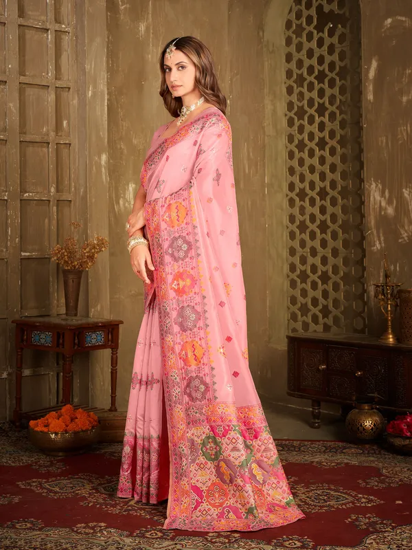 Pink_Banarasi_Silk_Jacquard_Woven_Saree_For_Women_|_With_Blouse_Piece