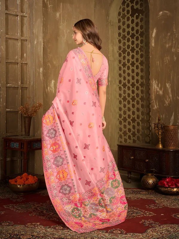 Pink_Banarasi_Silk_Jacquard_Woven_Saree_For_Women_|_With_Blouse_Piece
