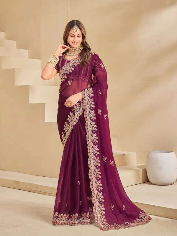 Sariya_Purple_Organza_Embroidered_Embellished_Saree_For_Women_|_With_Blouse_Piece