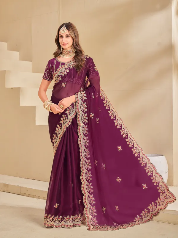 Sariya_Purple_Organza_Embroidered_Embellished_Saree_For_Women_|_With_Blouse_Piece