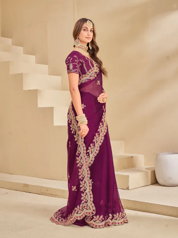 Sariya_Purple_Organza_Embroidered_Embellished_Saree_For_Women_|_With_Blouse_Piece