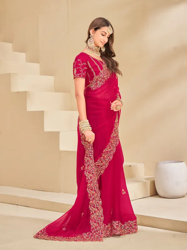 Pink_Organza_Sequin_Embroidered_Bollywood_Saree_For_Women_|_With_Blouse_Piece