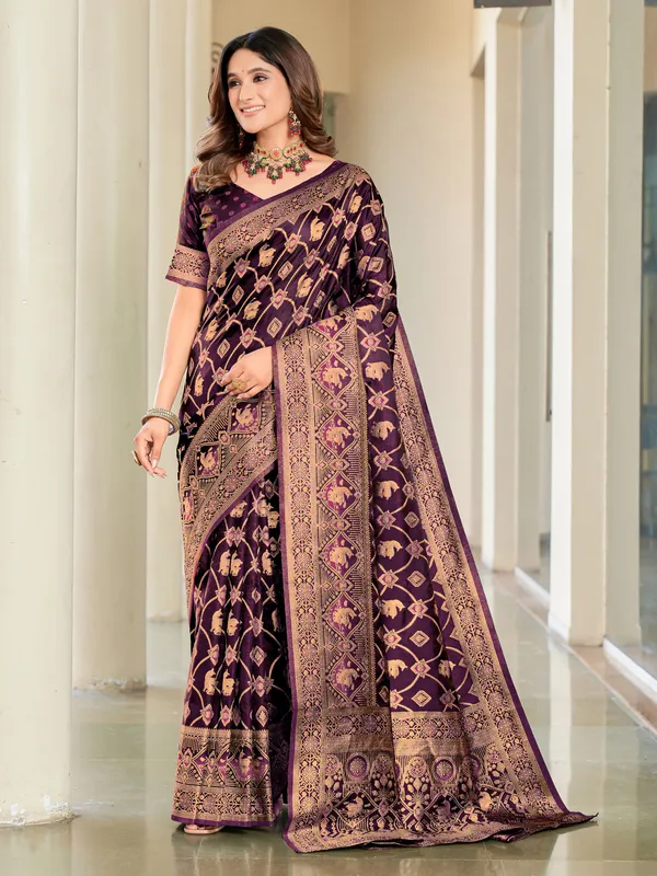 Purple_Banarasi_Satin_Silk_Jacquard_Zari_Work_Saree_For_Women_|_With_Blouse_Piece