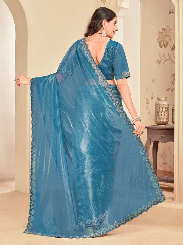 Light_Blue_Net_Swarovski_Embellished_Saree_For_Women_|_With_Blouse_Piece