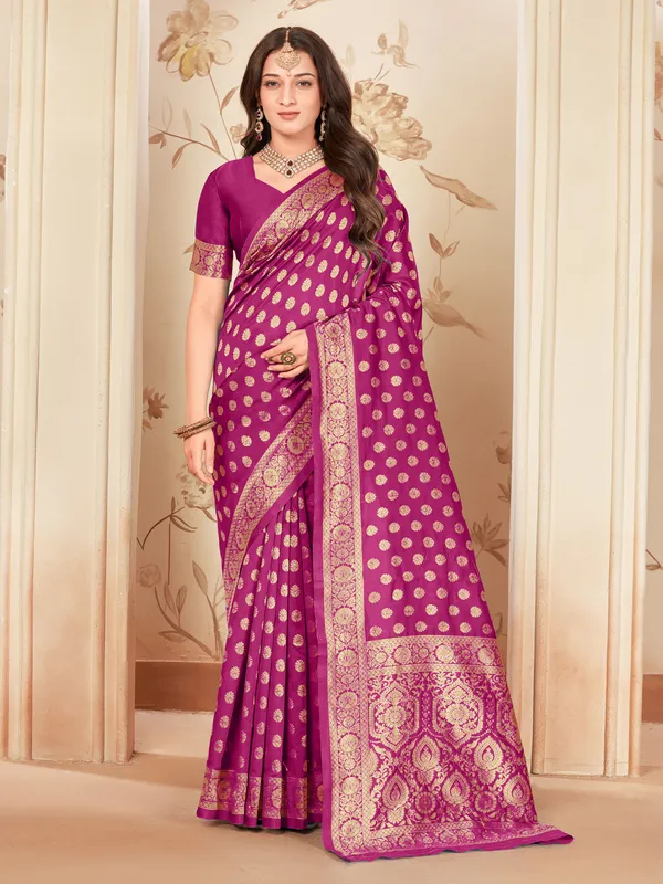 Purple_Georgette_Kanjivaram_Woven_Saree_For_Women_|_With_Blouse_Piece