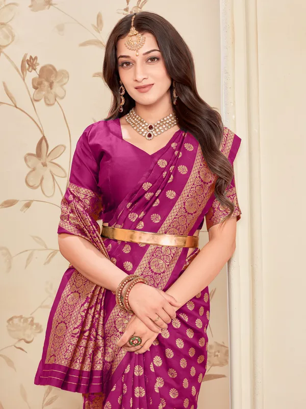 Purple_Georgette_Kanjivaram_Woven_Saree_For_Women_|_With_Blouse_Piece