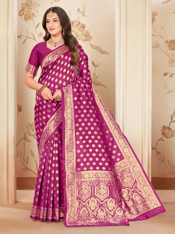 Purple_Georgette_Kanjivaram_Woven_Saree_For_Women_|_With_Blouse_Piece