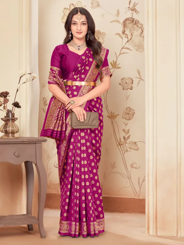 Purple_Georgette_Kanjivaram_Woven_Saree_For_Women_|_With_Blouse_Piece
