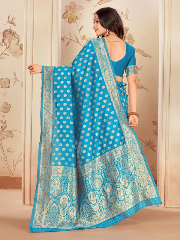Light_Blue_Georgette_Woven_Kanjivaram_Saree_For_Women_|_With_Blouse_Piece