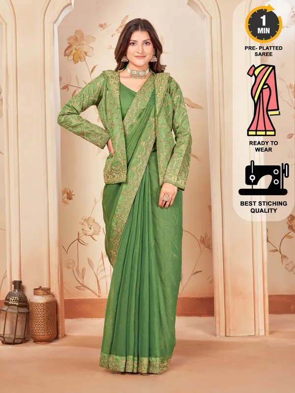 Light_Green_Georgette_Embroidered_Ready_To_Wear_Saree_For_Women_|_With_Blouse_Piece