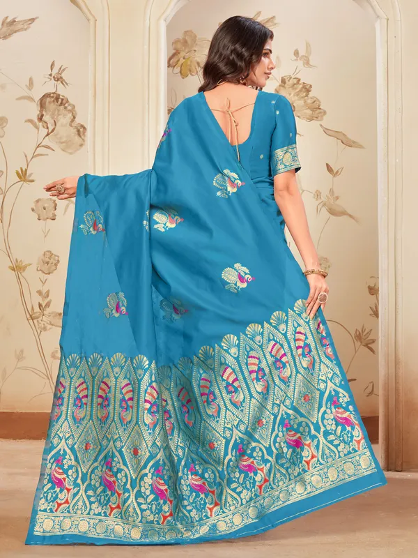 Light_Blue_Georgette_Kanjivaram_Woven_Saree_For_Women_|_With_Blouse_Piece