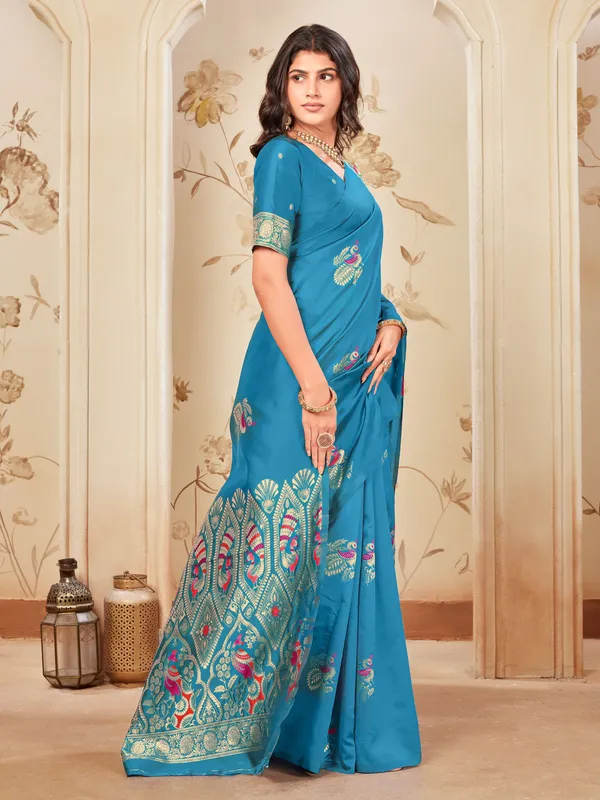 Light_Blue_Georgette_Kanjivaram_Woven_Saree_For_Women_|_With_Blouse_Piece