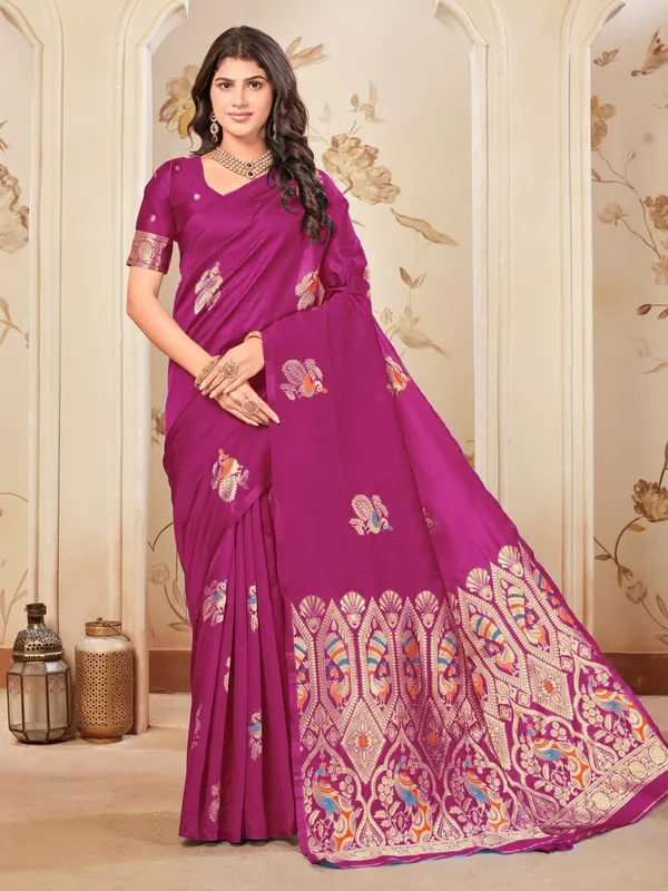 Purple_Georgette_Woven_Kanjivaram_Silk_Blend_Saree_For_Women_|_With_Blouse_Piece