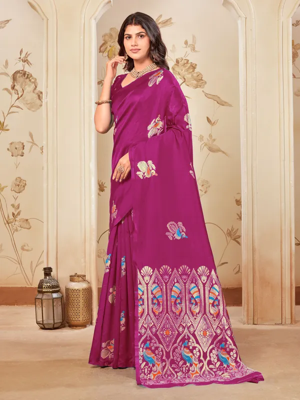 Purple_Georgette_Woven_Kanjivaram_Silk_Blend_Saree_For_Women_|_With_Blouse_Piece