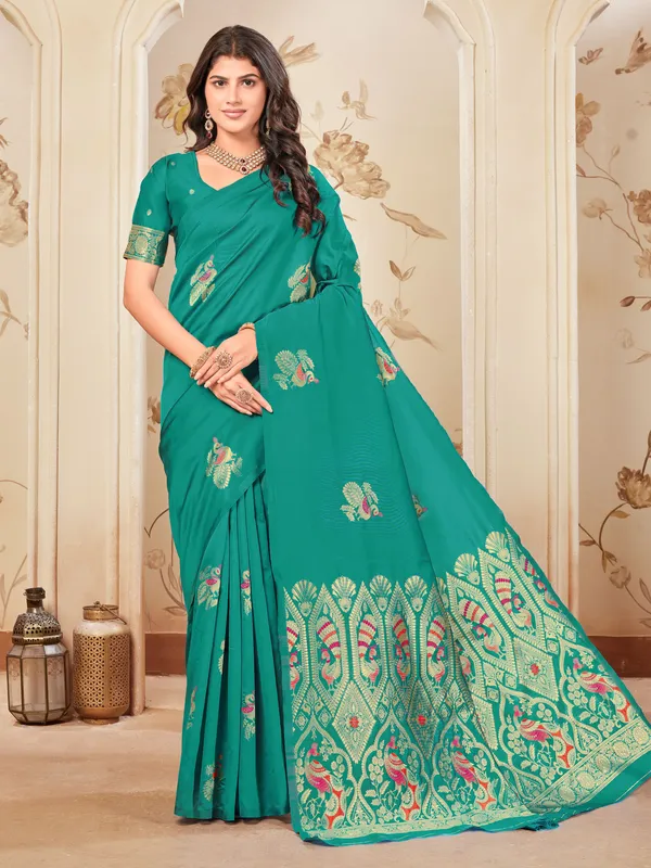 Light_Green_Georgette_Kanjivaram_Woven_Saree_For_Women_|_With_Blouse_Piece