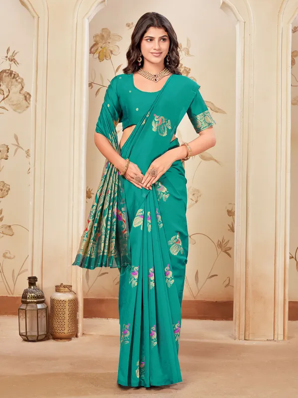 Light_Green_Georgette_Kanjivaram_Woven_Saree_For_Women_|_With_Blouse_Piece