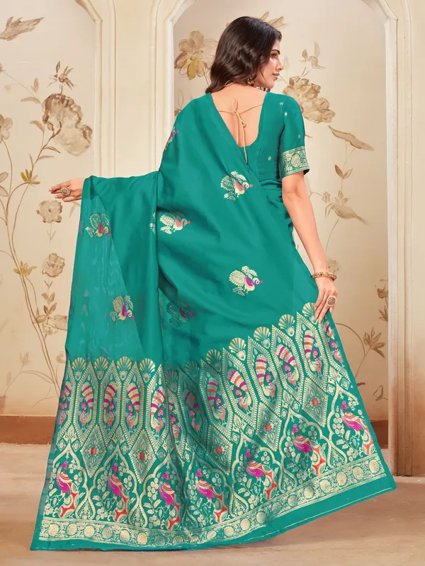 Light_Green_Georgette_Kanjivaram_Woven_Saree_For_Women_|_With_Blouse_Piece
